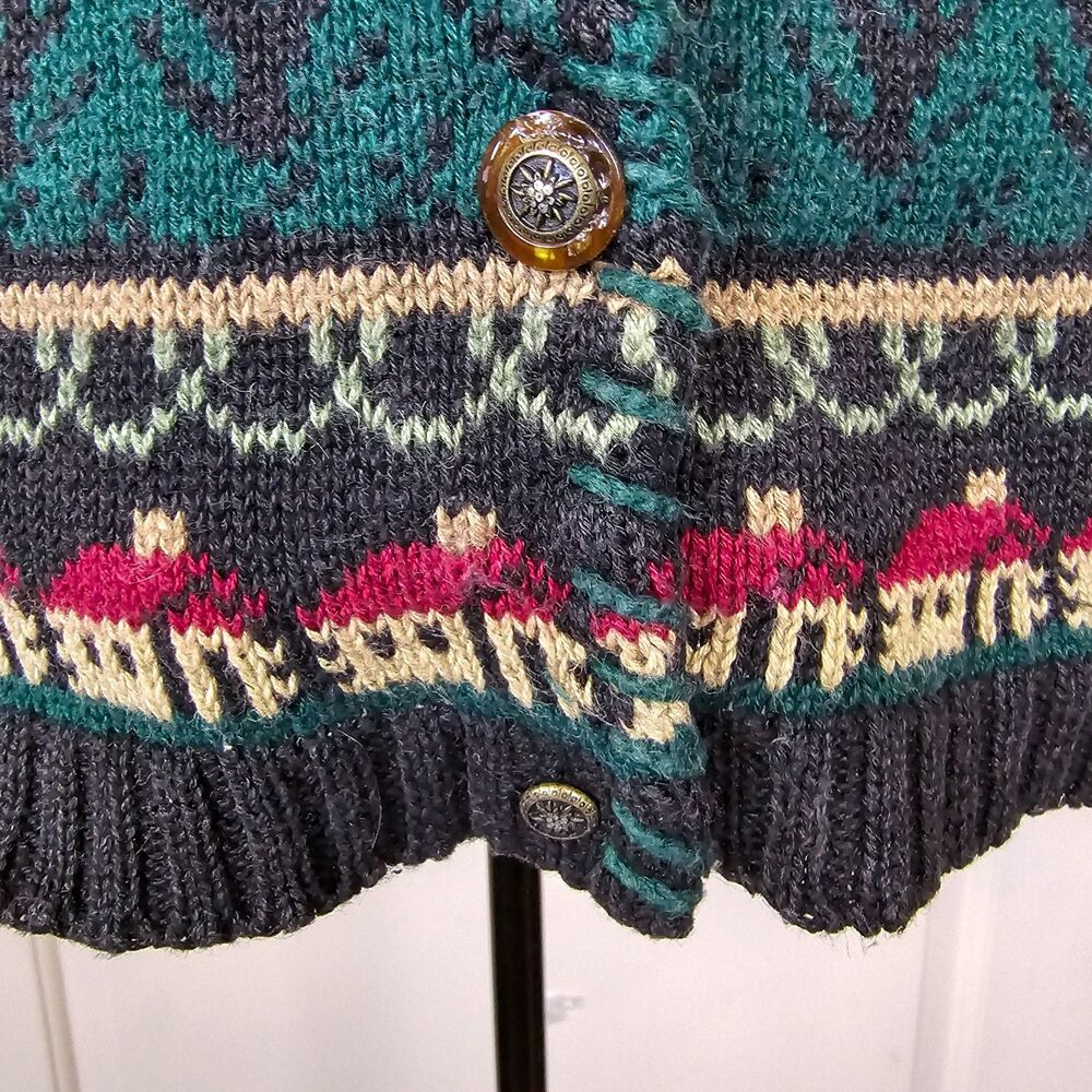 90s Vintage Signatures Northern Isle Hand Embroidered Button Up Sweater Size M - Picture 7 of 10
